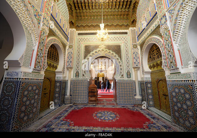 The beautiful Zaouia Moulay Idriss II Mausoleum in Fes, Morocco Stock ...